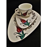 Trdesign Özel Tasarım El Yapımı Seramik Fincan & Pasta Tabağı 2'Li Set