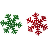 Toptan Keçe Keçeden 5 cm Beyaz Kırmızı ve Yeşil Kar Tanesi 10 Adet