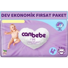 Canbebe Bebek Bezi Beden:4+ (9-16KG) Maxi Plus 400'lü Dev Ekonomik Fırsat Paketi