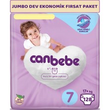 Canbebe Bebek Bezi Beden:7 (17+Kg) Xx Large 128'li Jumbo Dev Ekonomik Fırsat Paketi