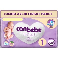 Canbebe Bebek Bezi Beden:1 (2-5kg) Yeni Doğan 120'li Jumbo Aylık Fırsat Paketi