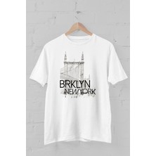 Trick or Treat Brooklyn Köprüsü New York Baskılı Bisiklet Yaka Erkek Tişört