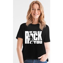 Rock&Roll Just Rock You Siyah Kısa Kollu Kadın T-Shirt