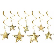 Yıldız 3D Helezon Tavan Süs Gold 10'lu