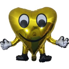 Niyet Altın Kalp Figürlü Folyo -5 Adet - Folyo Balon - 18 Inç