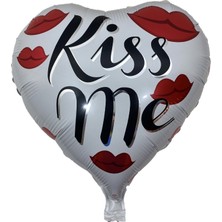 Niyet Kalp Figürlü Kiss Me Folyo - Folyo Balon - 18 Inç  - 5 ADET