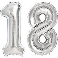 Niyet Folyo Balon - 18 Yaş - Doğum Günü - Gümüş - 70CM