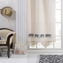 Buldan Concept Buldan Işi Kaneviçeli Mavi Nakışlı Perde 200X200 cm