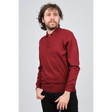 Pave Erkek Polo Yaka Yün Kazak 4538004 Bordo