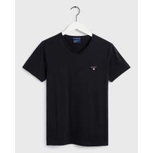 Gant Erkek Siyah Slim Fit V Yaka T-Shirt 234104.5