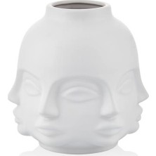 Lamedore Valone Beyaz Gold Buddha Face Vazo 20 cm