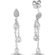 Altın Sepeti  Gümüş Zincirli Drop Küpe G174KP