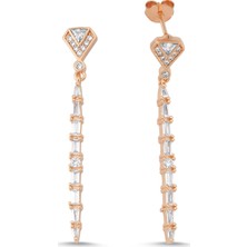 Altın Sepeti  Rose Gümüş Dikey Baget Küpe G173KPR2