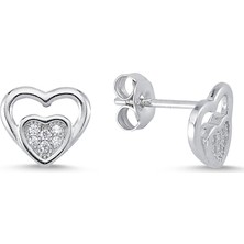 Altın Sepeti  Gümüş Kalp Küpe G170KP