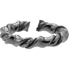 Labalaba Erkek Metalik Antrasit Lak Kaplama Ayarlanabilir Burgulu Dolama Formlu Yüzük