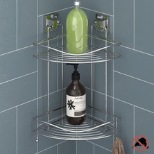 Tekno-tel Easyfıx Askılı 2 Katlı Banyo Köşe Rafı Krom EF253