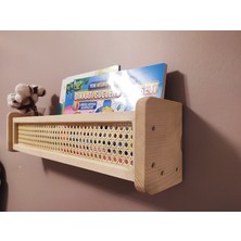 Babyroomstore Hazeranlı Ahşap Montessori Kitaplık Bebek ve Çocuk Odası Hasır Raf