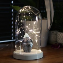 By Lamp Işıklı Fanus Mavi Şapkalı Tavşan Figürlü Lamba