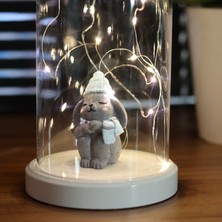 By Lamp Işıklı Fanus Mavi Şapkalı Tavşan Figürlü Lamba