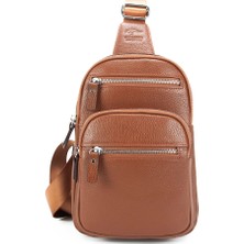 Kangroo Kingdom Hakiki Deri Taba Unisex Body Bag Sırt Çantası 8156-T