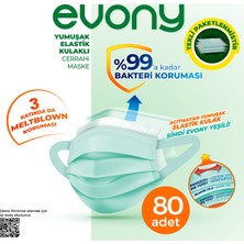 Evony Yumuşak Elastik Kulaklı Tekli Paketlenmiş Cerrahi Maske 80 adet