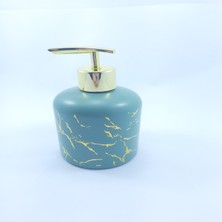 Çukurova Cam Sabunluk Yeşil-Gümüş Desen 350 ml