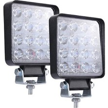 Tekstore Off Road Sis Farı, 16 LED Kare Çalışma Lambası 2 Adet 12-24V, 48W