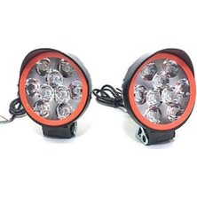 Tekstore Motosiklet 9 Ledli Sis Farı Çakar Modlu 2 Adet 12V LED Far