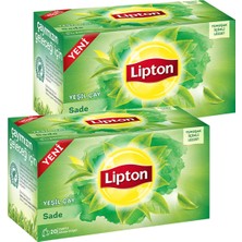 Lipton Sade Yeşil Bardak Poşet Çay 20 x 2 Gr. Ikili Set