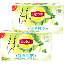 Lipton Slim Plus Mate Maydanoz ve Elma Bardak Poşet Çay 20 x 1,7 Gr. Ikili Set