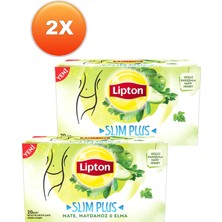 Lipton Slim Plus Mate Maydanoz ve Elma Bardak Poşet Çay 20 x 1,7 Gr. Ikili Set