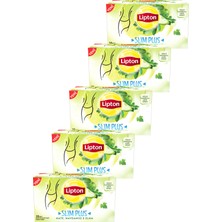 Lipton Slim Plus Mate Maydanoz ve Elma Bardak Poşet Çay 20 x 1,7 Gr. Beşli Set