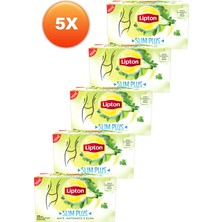 Lipton Slim Plus Mate Maydanoz ve Elma Bardak Poşet Çay 20 x 1,7 Gr. Beşli Set