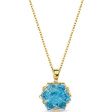 Lilarote Mavi Lotus Altın Kolye