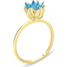 Lilarote Mavi Lotus Altın Yüzük
