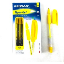 Pensan Neon Jel Tükenmez Kalem 1 mm 12'li Sarı