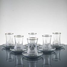 Ucuzcuyuz Avm 6 Kişilik 12 Parça Gümüş El Dekor Kesme Çay Seti