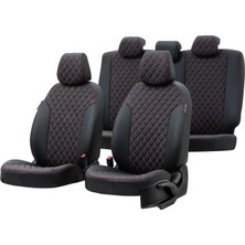 Otom Seat Altea Xl 2004-2015 Özel Üretim Koltuk Kılıfı Madrid Design Deri Siyah - Kırmızı