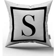 Cango Home Siyah Beyaz Harf Dijital Baskılı Kırlent Kılıfı - S