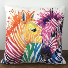 Cango Home Zebra Desenli Sarı Turuncu Pembe Yastık Kırlent Kılıfı - Çift Tarafı Baskılı