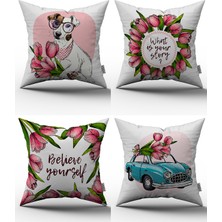 Cango Home 4'lü Kırlent Kılıfı Seti - 43X43 cm - 051