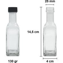 Afracam 100 cc Şeffaf Maraska Sızdırmaz Siyah Kapaklı 100 ml Köşeli Cam Şişe 1 Adet