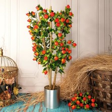 Nettenevime Yapay Ağaç Nar Ağacı 75CM Gür Yapraklı Gümüş Paslanmaz Aleminyum Saksılı