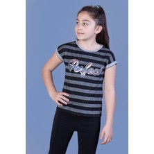 Toontoy Kids Kız Çocuk Perfect Nakışlı Kolları İnci Detaylı T-Shirt