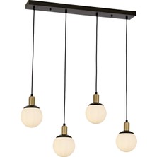 Avonni AV-1838-4Y-BSY Siyah Boya Modern Avize E27 Metal Cam H: 110 cm, WxD: 80x15 cm