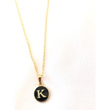 Geda Siyah Mineli K Harf Kolye