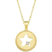 Altın Sepeti Altın Tektaşlı Küçük Yıldız Kolye AS1618KL