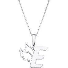 Altın Sepeti Gümüş E Harfi Melek Kanatlı Kolye G865KLE