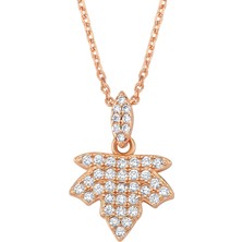 Altın Sepeti Rose Gümüş Çınar Yaprağı Kolye G902KLR2