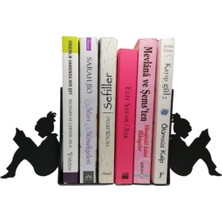 Thorqtech Kitap Okuyan Kız Figürlü Şık ve Dekoratif Metal Kitap Tutucu, Kitap Desteği Dekoratif Metal Kitaplık